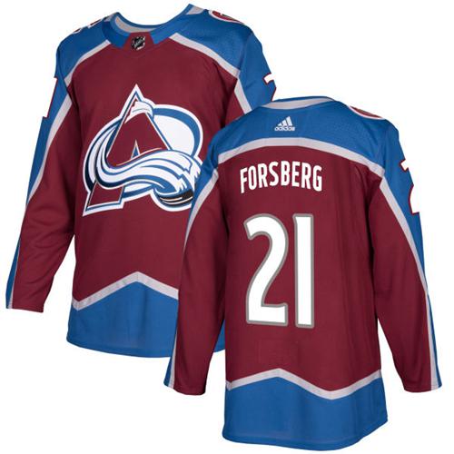 Adidas Avalanche #21 Peter Forsberg Burgundy Home Authentic Stitched NHL Jersey